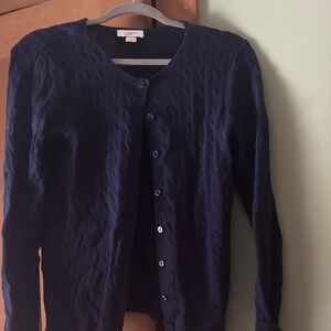 LOFT Women's Navy Cable Knit Cardigan
